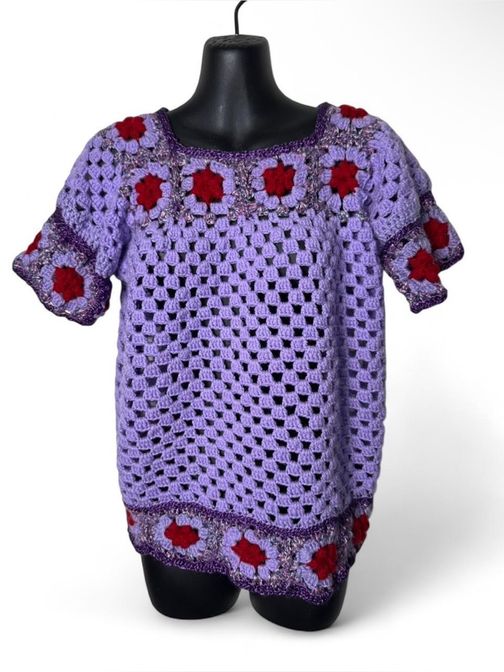 Handmade Crochet Short Sleeve Top XS/S Summer